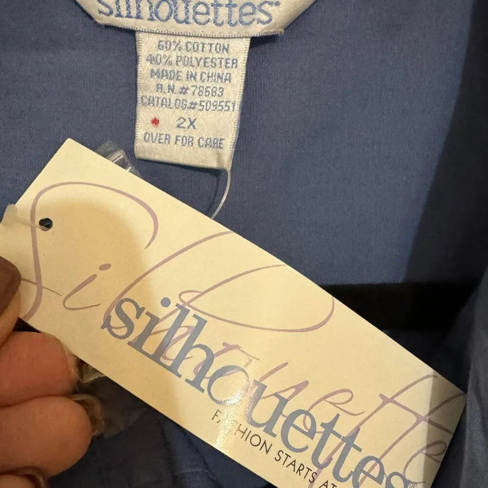 NWT DUSTY BLUE BUTTON FRONT SHIRT PLUS: 2X #O - Picture 7 of 7